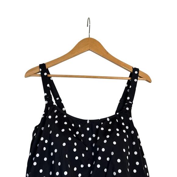 Swim Solutions Women's Polka Dot One Piece Swim Romper Size 16W Black White NWT - Picture 6 of 12